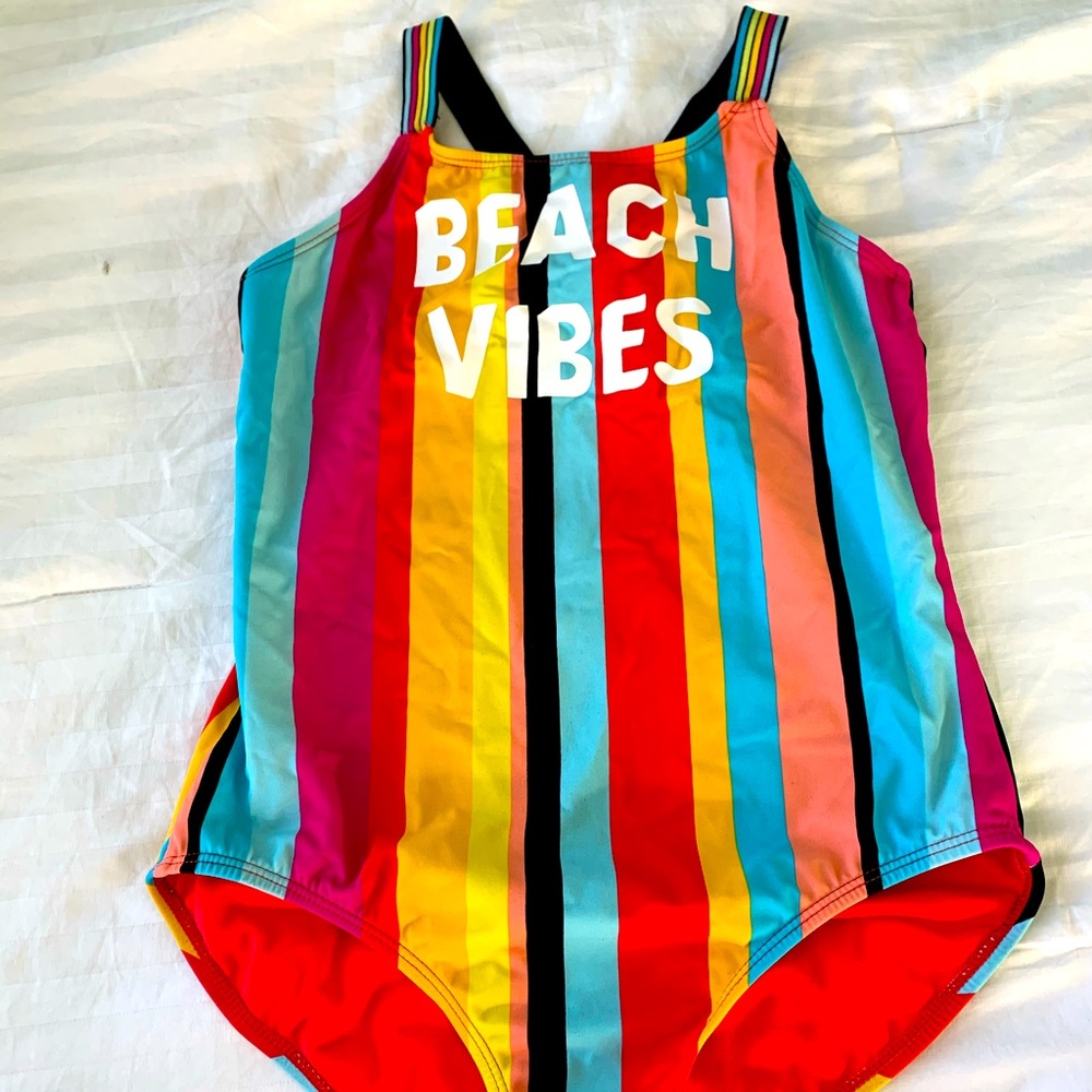 Colorful one piece striped swimsuit!